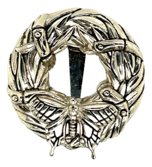 1990s John Hardy Estate Butterfly + Bamboo Brooch & Scarf Clip Rhodium Plated