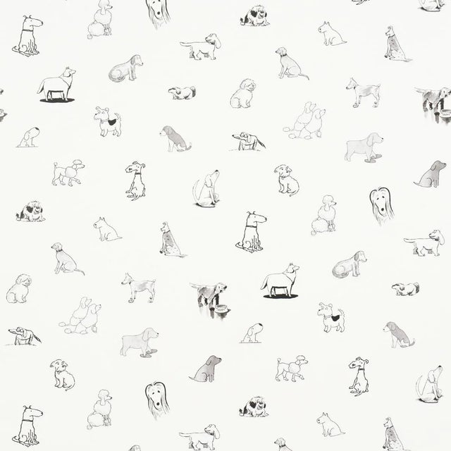 Schumacher x The New Yorker Good Dogs Everywhere Wallpaper In Black & White For Sale
