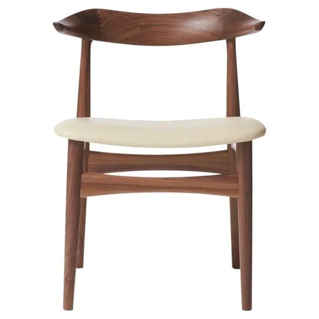 Cow Horn Chair in Walnut and Ivory Leather by Warm Nordic For Sale - Image 4 of 4