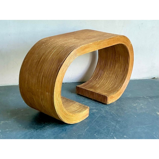 Chocolate Vintage Boho Pencil Reed Scroll Console Table For Sale - Image 8 of 8