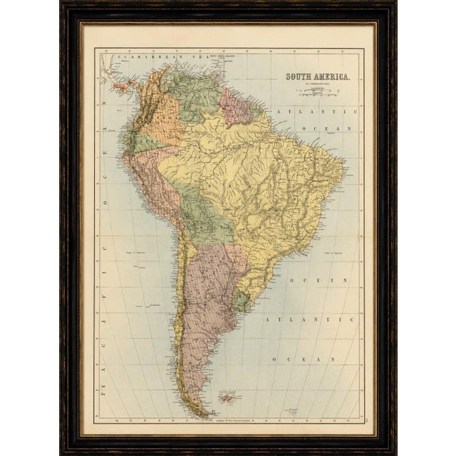 This attractive antique map of south america was produced under the direction of the renowned scottish cartographer john...