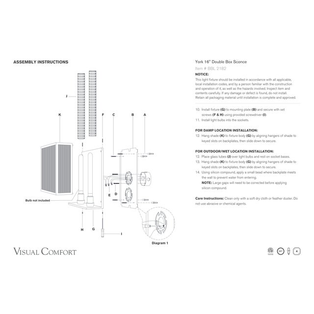 2020s Barbara Barry for Visual Comfort Signature York 16" Double Box Sconce in Bronze with Clear Ribbed Glass For Sale - Image 5 of 5