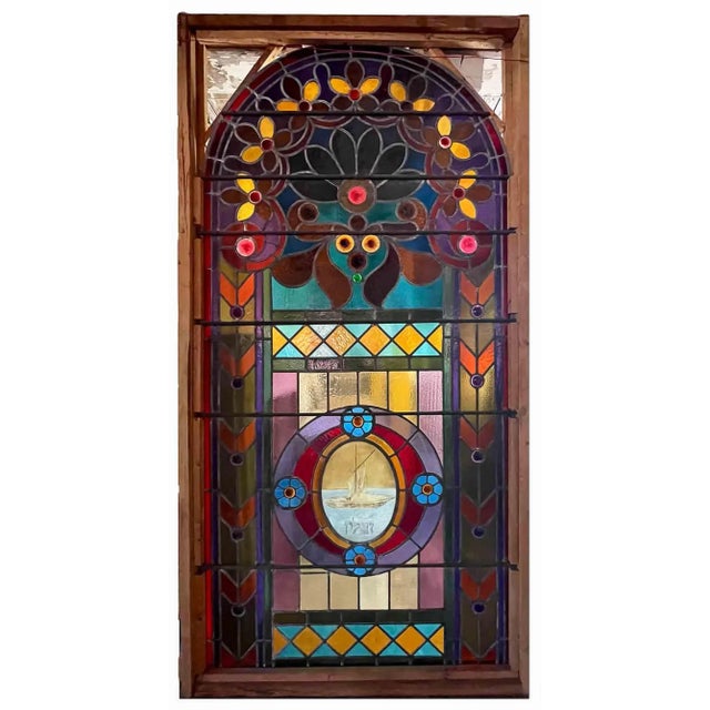 Stained Glass Window Antique 1885 For Sale - Image 10 of 10