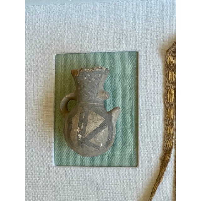 Antique Framed Shadowbox of Pre-Columbian Style Coastal Peruvian Artifacts For Sale In Los Angeles - Image 6 of 13