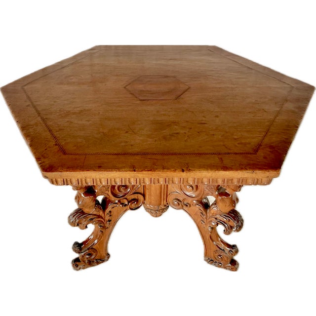 Italian Baroque Inlaid Walnut Center Table For Sale - Image 9 of 9