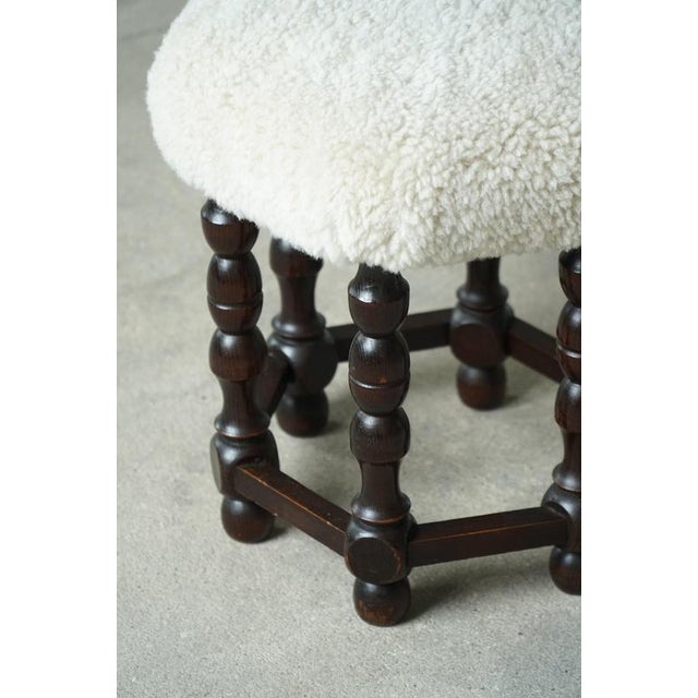 1950s Mid-Century Modern Dark Stained Wood Stool, 1950s For Sale - Image 5 of 12