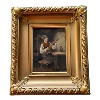 Signed Dutch Genre Scene of a Musician, Oil on Panel, Early 19th Century For Sale