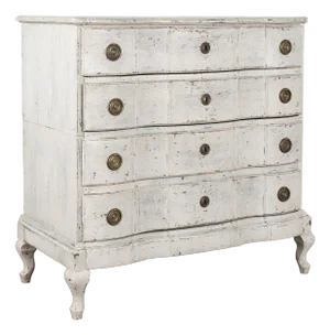 18th Century Large White Chest of Four Drawers, Denmark
