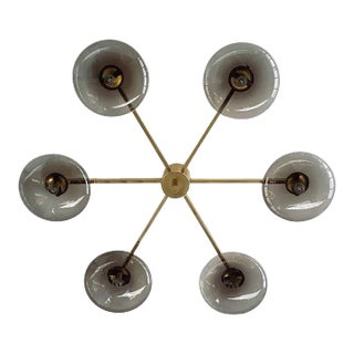 Sei Polished Brass Smoky Glass Flush Mount by Fabio Ltd For Sale