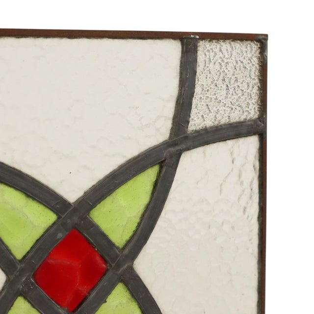 Metal Art Deco Geometric Stained Glass Windows, Set of 2 For Sale - Image 7 of 12