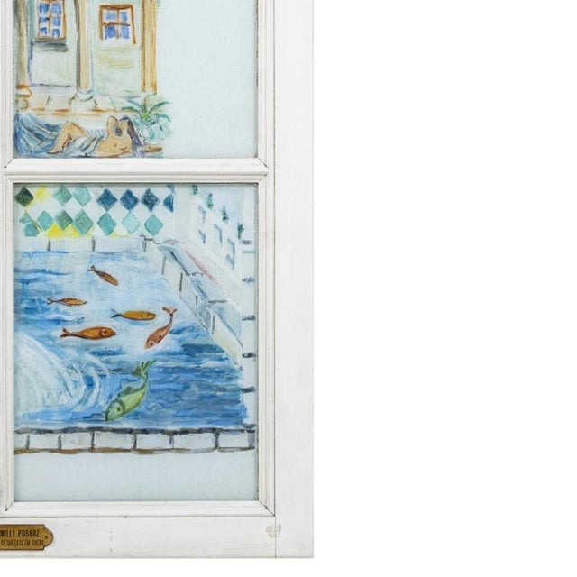 Mily Possoz, Six-Piece Composition, 20th Century, Painting on Glass Panels For Sale - Image 5 of 6