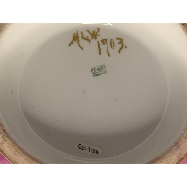 Pink Antique Limoges Punch Bowl: T&V Hand-Painted Royalty Portraits, Signed 1903 For Sale - Image 8 of 10