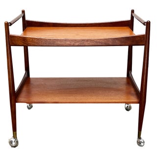 Mid-Century Teak Serving Bar Cart, 1960s For Sale