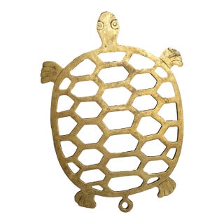 Vintage Mid Century Brass Turtle Trivet For Sale