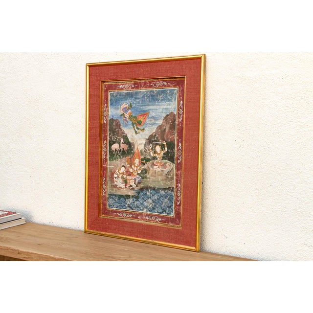 Asian Antique Mid-20th Century Celestial Thai Painting For Sale - Image 3 of 8
