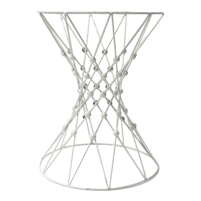 White Metal Side Table With Hourglass Shape For Sale