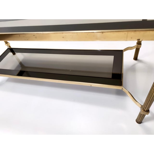 Gold Rectangular Brass Coffee Table with Mirrored Glass Edges, 1960s For Sale - Image 8 of 12