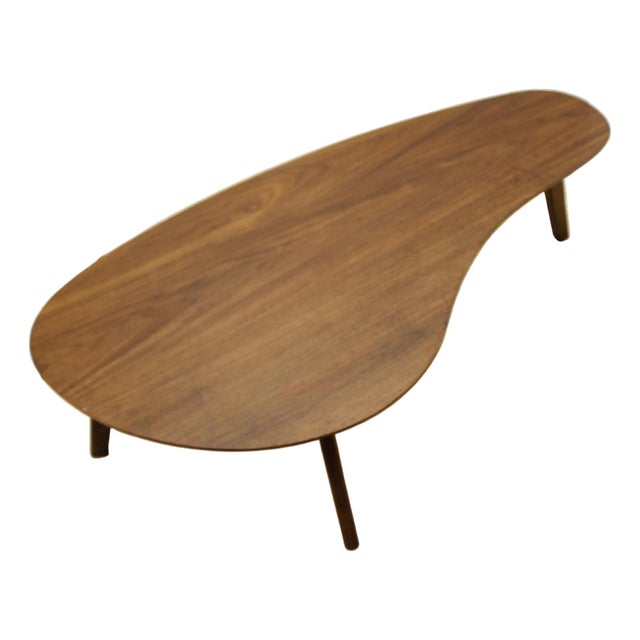 Small Walnut Coffee Table | Boomerang Kidney Shape For Sale
