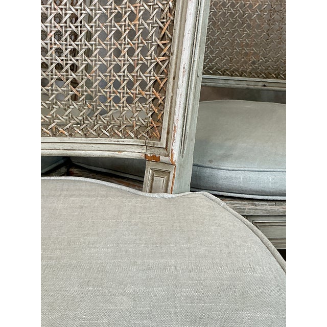 1980s 1980s Set of 5 French Louis XVI Style Caned Dining Chairs in Distressed Finish For Sale - Image 5 of 18