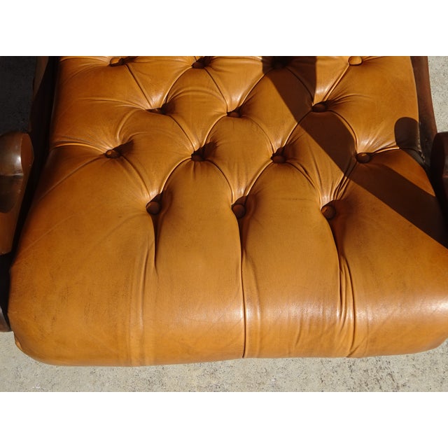 Brown Armchairs in Wood and Upholstered Leather, 1970s, Set of 2 For Sale - Image 8 of 18