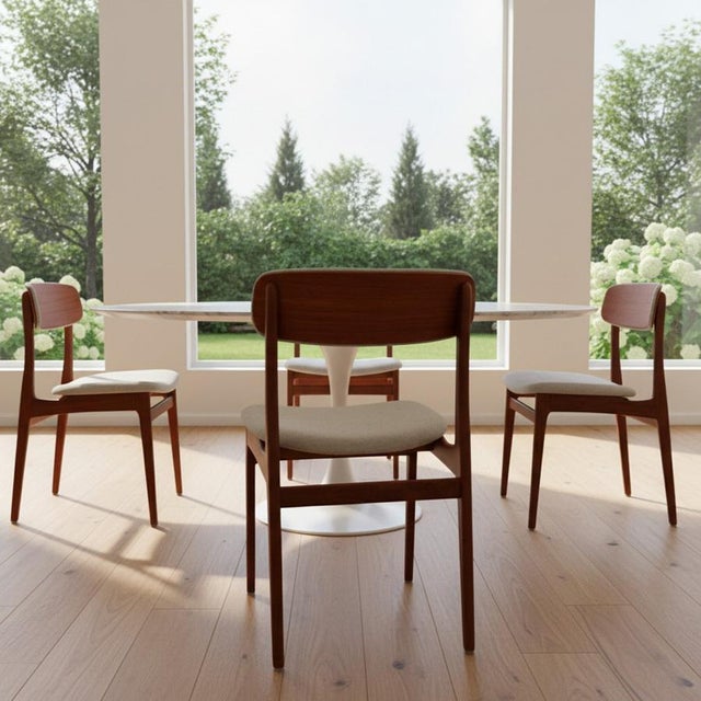 Vintage Teak Chairs with Upholstered Boucle Back by Rasmussen for Thorsø Mobelfabrik, 1960s, Set of 6 For Sale - Image 12 of 18