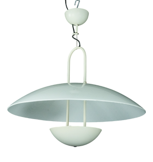 Vintage White Pendant Lamp with Glass Top Shade, 1990s