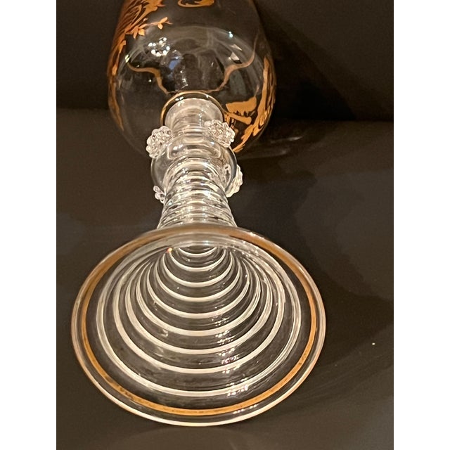 Art Nouveau Antique Moser St Louis Wine Glass Gold Gilt With Ribbed Stem For Sale - Image 3 of 12
