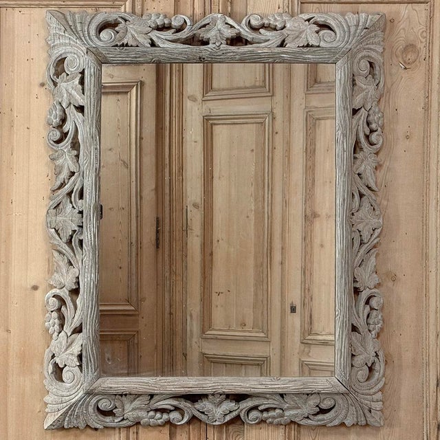 Antique French Renaissance Hand-Carved Ceruse Oak Mirror For Sale - Image 17 of 18