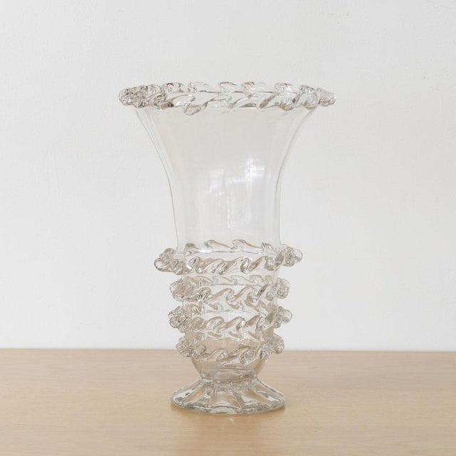 Spanish 1930s Spanish Scalloped Glass Vase For Sale - Image 3 of 10