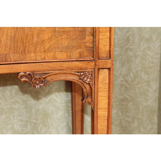 1910s Antique Serpentine Walnut & Satinwood Sideboard Console, C. 1919 For Sale - Image 5 of 11