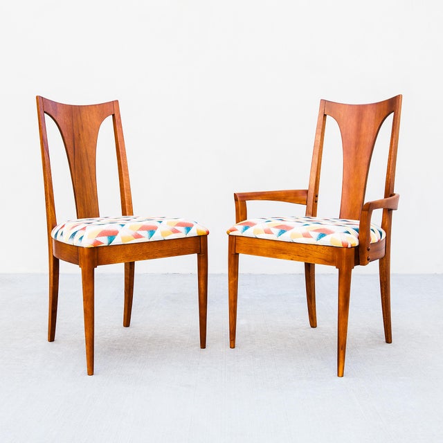 Vintage Brasilia Mid Century Modern Walnut Dining Chairs by Broyhill For Sale - Image 10 of 13