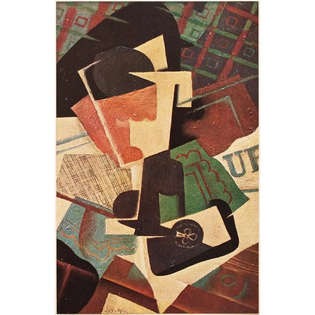 An excellent First Edition vintage offset lithograph, full-color print, of Cubist Still Life (Nature Morte) by Juan Gris....