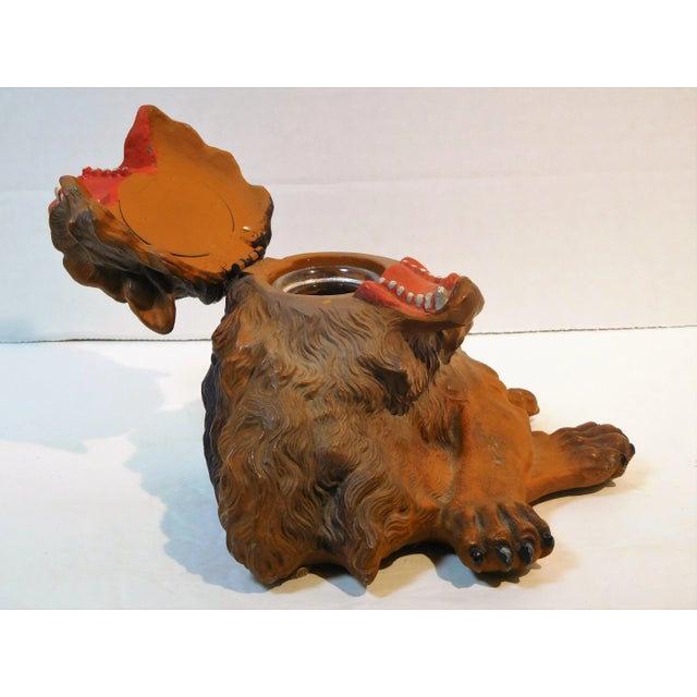 1900 Antique Painted White Metal Lion Inkwell For Sale - Image 11 of 13