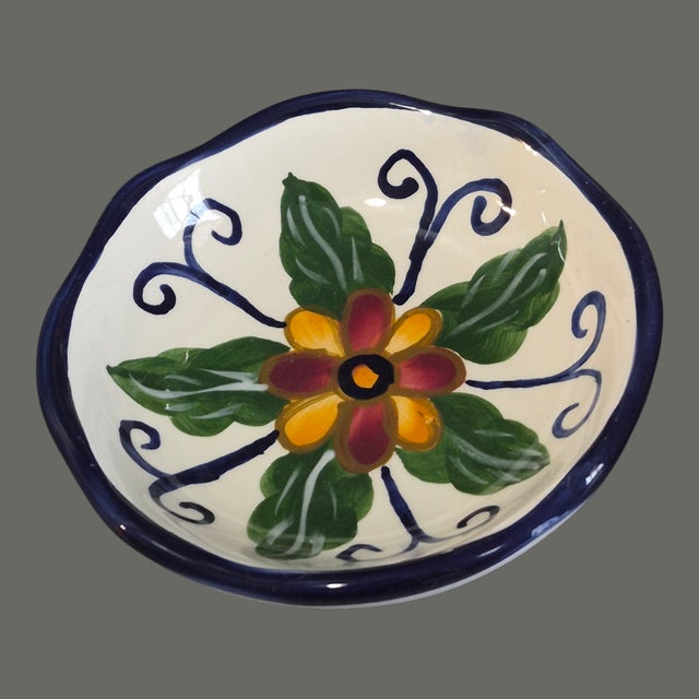 Late 20th Century Late 20th Century Seven Piece Whole Home Painted Talavera Style Olive Oil Dipping Set For Sale - Image 5 of 10