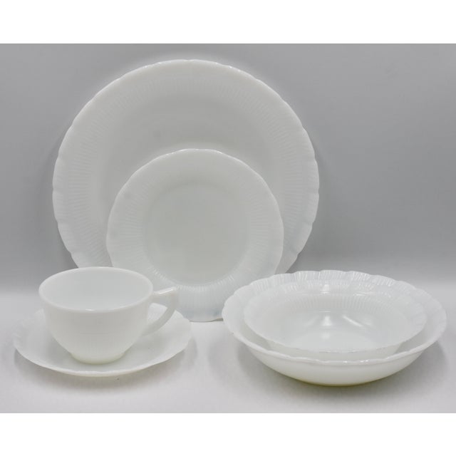 1940s Macbeth Evans Cremax Depression Opalescent Glass Oxford 6 Piece Set For Sale - Image 4 of 8
