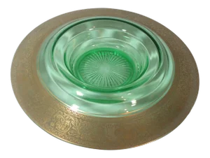 1930s Art Deco Large Green Glass Console Bowl