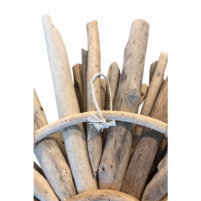 Handcrafted Front Door Wreath Driftwood & Seashell Sunburst Mirror – Coastal Organic Wall Decor – 23 For Sale - Image 4 of 6