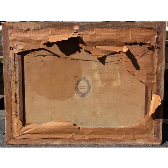 Red Antique Tapestry Orientalist Scene "Capturing Wild Arabian Horses" Dated 1852 For Sale - Image 8 of 8