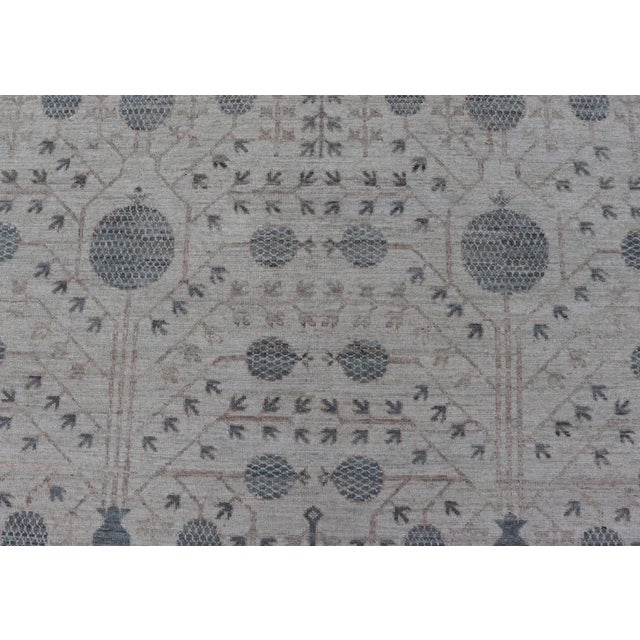 Modern Tribal Khotan Rug in Shades of Cream, Tan, and Light Teal For Sale - Image 10 of 13
