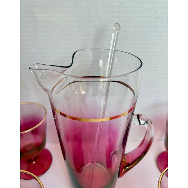 Blendo Mid-Century Raspberry Ombre Glass Barware Set, Attributed to Blendo For Sale - Image 4 of 12