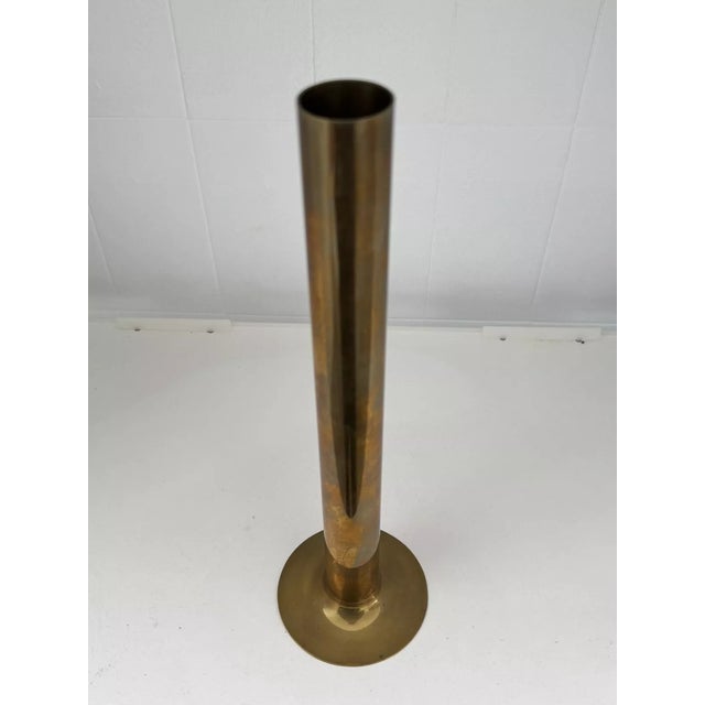 Italian Modern Handmade Cylinder Vase in Brass, 1970s For Sale - Image 6 of 8