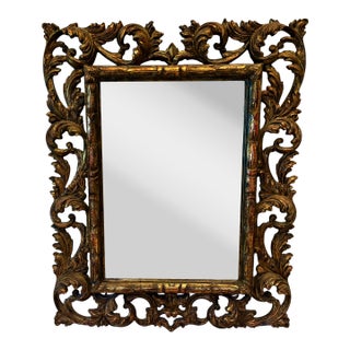 Rococo Style Carved Giltwood Wall Mirror 34" X 43" For Sale