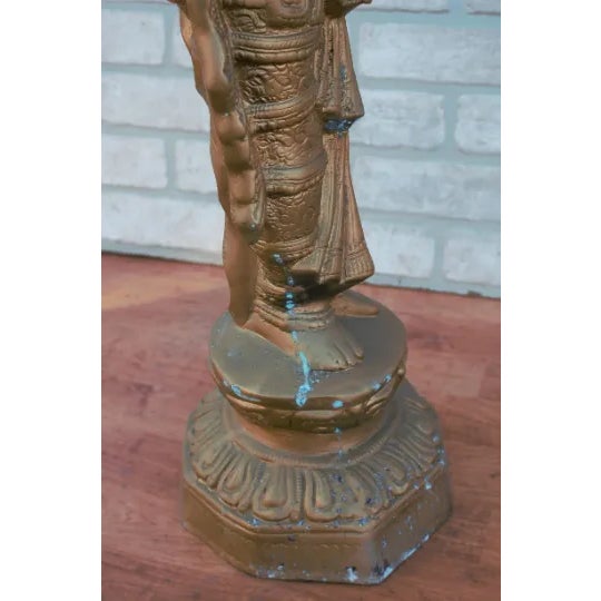 Vintage Bronze Patina "Deep Lady" Lakshmi Welcome Statues - Set of 2 For Sale - Image 10 of 11