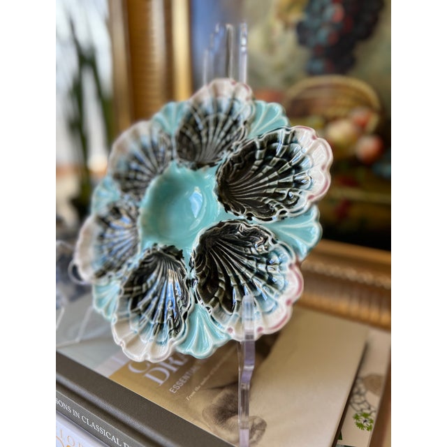 French Provincial Rare Antique Fives Lille Majolica Oyster Plate - D For Sale - Image 3 of 12