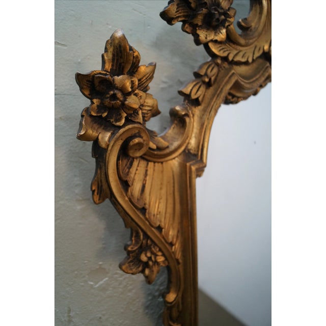 1950s Gilt Wood Rococo Hanging Wall Mirror For Sale In Philadelphia - Image 6 of 10