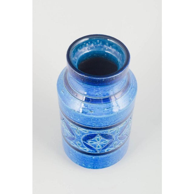 Aldo Londi for Bitossi Vase, 1960s. Tall cylindrical ceramic vase with relief decoration and the characteristic “Rimini...
