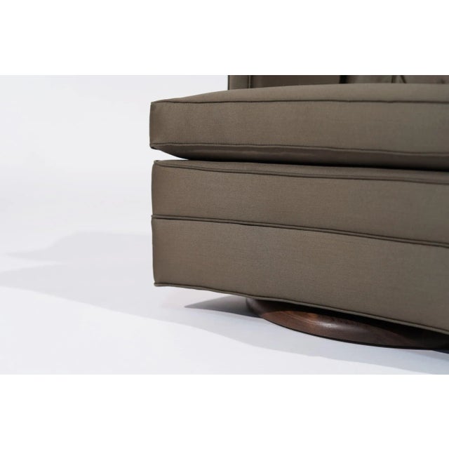 Set of 2 Swivel Lounge Chairs in Olive Green Silk, 1950s For Sale - Image 11 of 12