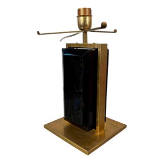 Brass and Glass Table Lamp Base, Italy, 1980s For Sale