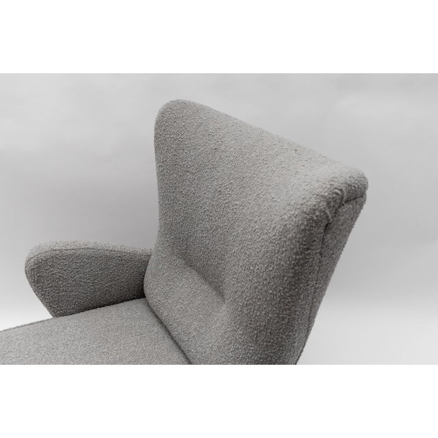 Gray Large Grey Boucle Fabric Wingback Armchair, Italy, 1950s For Sale - Image 8 of 10