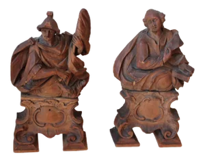 18th Century Wood Figure Carvings - Pair